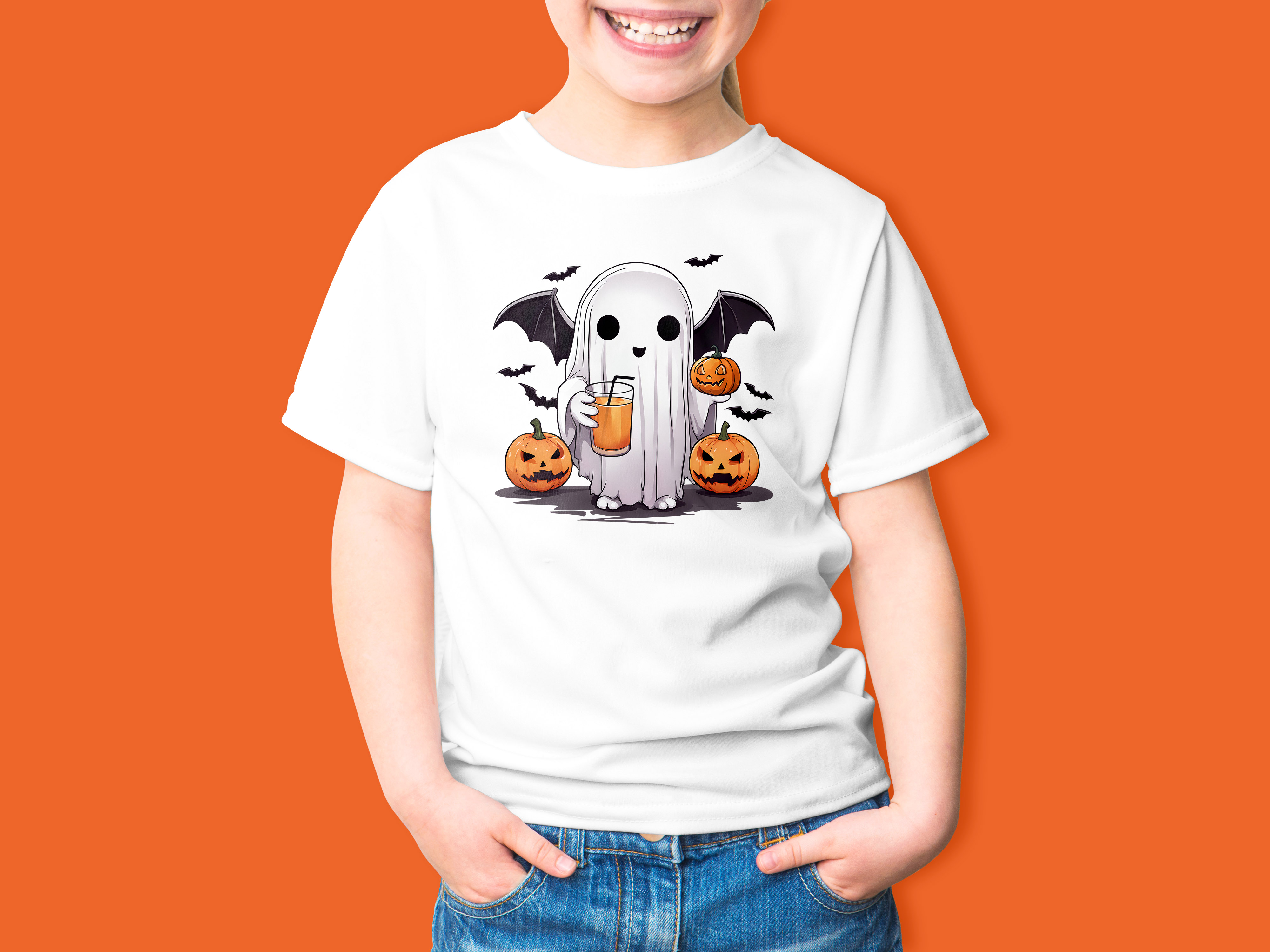 Tričko s potiskem Halloween tričko duch dýně