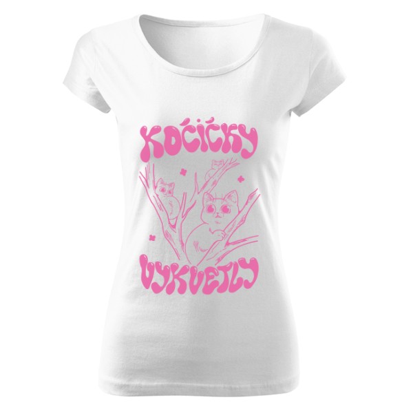 Tričko s potiskem Kočičky vykvetly