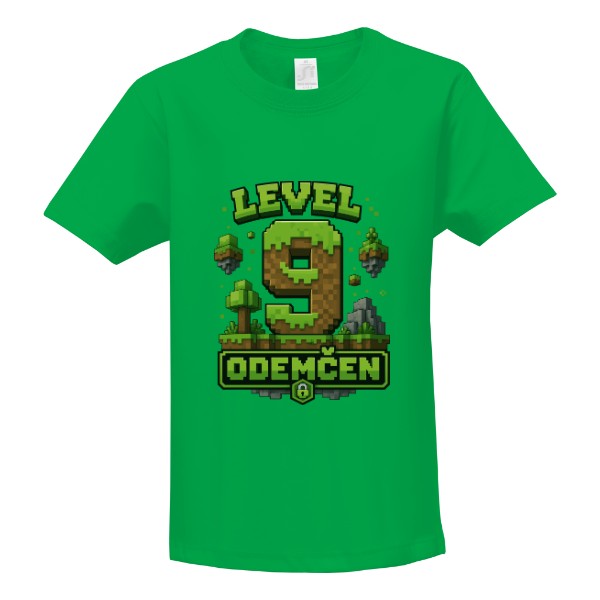 Tričko s potiskem LEVEL 9 ODEMČEN Gamer