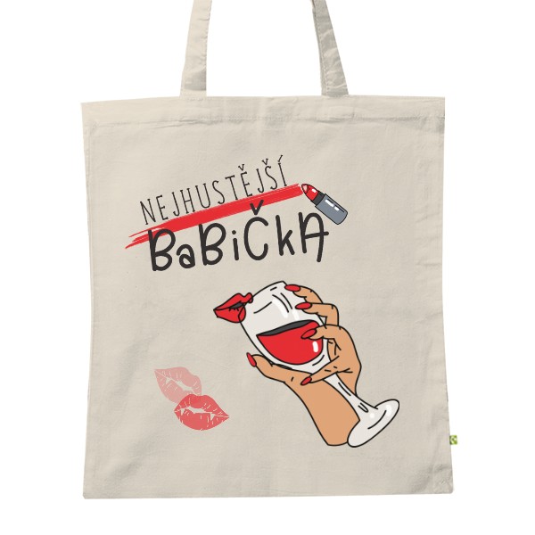 BIO plátěná taška s potiskem Nejhustější babička