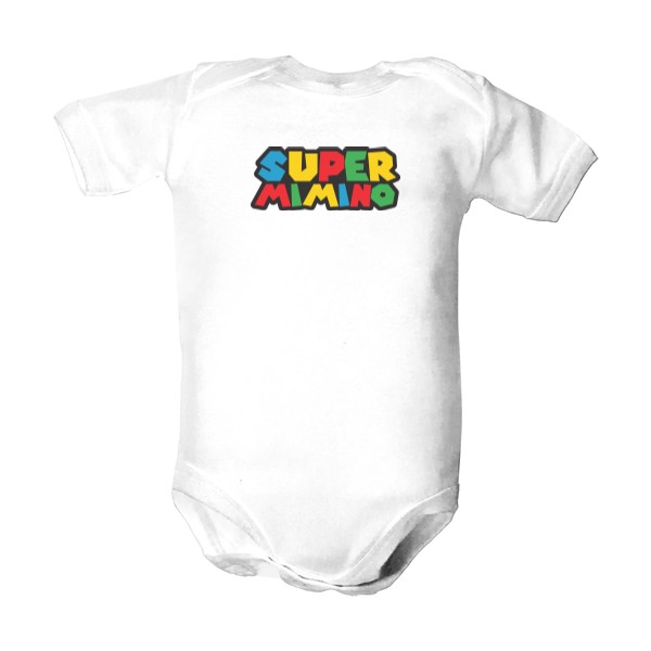 Dětské body  s potiskem Super M(ar)imino overal