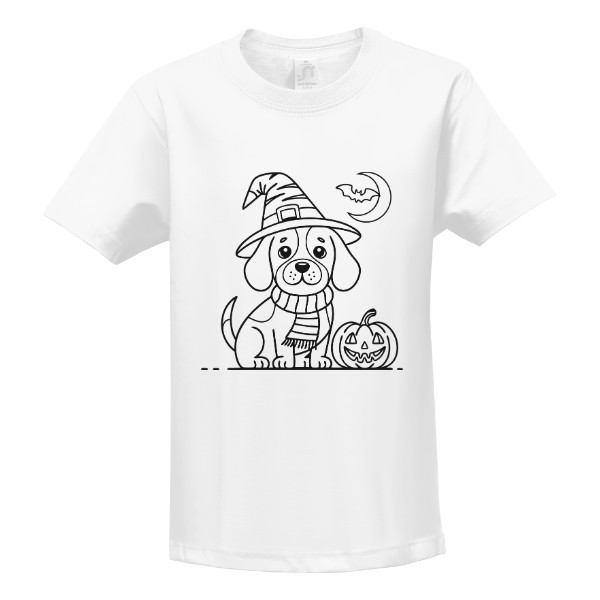 Tričko s potiskem Vybarvovací Halloweenské pes