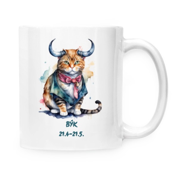 Hrnek malý bílý s potiskem Zvěrokruh býk